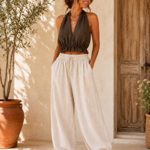 Pantalón bombacho lino