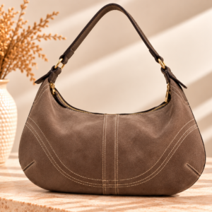BOLSO HOBO PARTE PIEL Y CUERO TAUPE