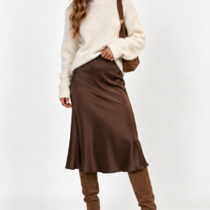 Falda Midi Satinada Efecto Raso