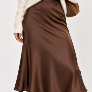 Falda Midi Satinada Efecto Raso